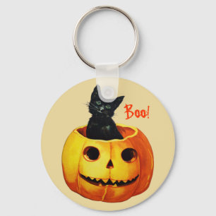 Porte-clés Cat in Pumpkin Vintage Halloween Keychain