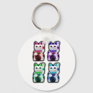 Porte-clés CAT JAPONAIS d'argent de Maneki Neko