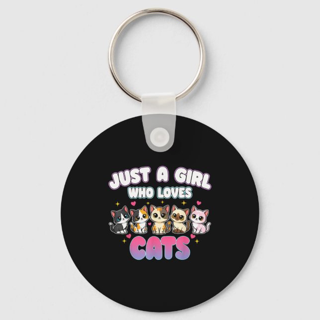 Porte-clés Cat Just A Girl Who Loves Cats  (Recto)