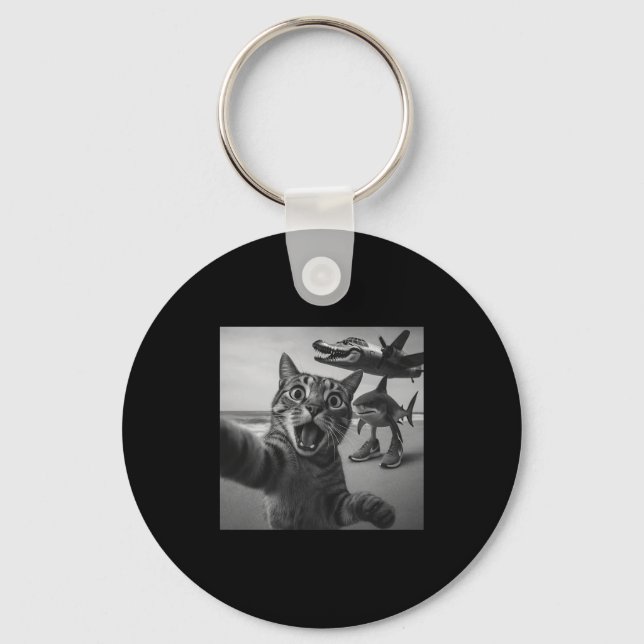 Porte-clés Cat Selfie Shark Crocodile Italian Brainrot Meme M (Recto)