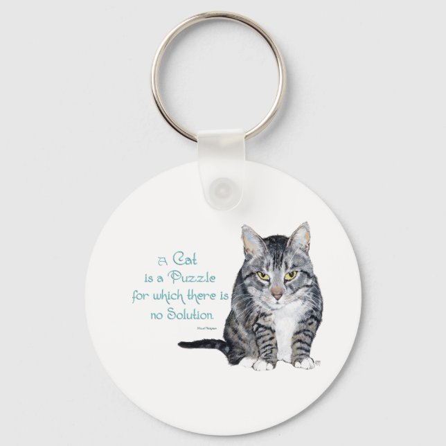 Porte-clés Cat Wisdom - un chat est un casse-tête (Recto)