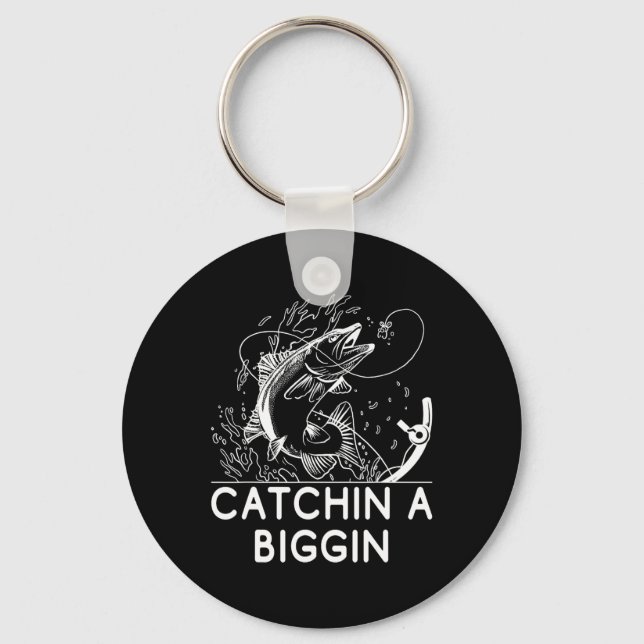 Porte-clés Catchin A Biggin Pêche Chasse Pêcheur Chasseur (Recto)