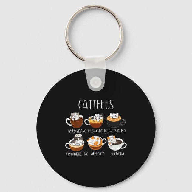 Porte-clés Cats &amp; Coffee Lover Funny Caffeine Quote Cattf (Recto)