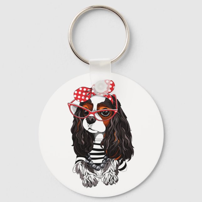 Porte-clés Cavalier King Charles Spaniel De Paris Avec Amour (Recto)