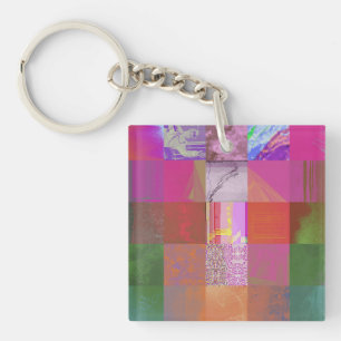Porte-clés CD1FE646 Abstrait Motif de Grille d'Art de Glitch 