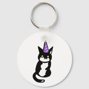 Porte-clés Célébration de chat noir et blanc
