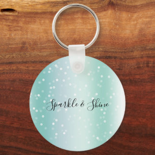 Porte-clés Célébration de jolis points de bokeh blanc menthe