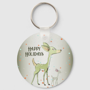 Porte-clés Célébration de Noël Cerfs Verts Vacances Mignon