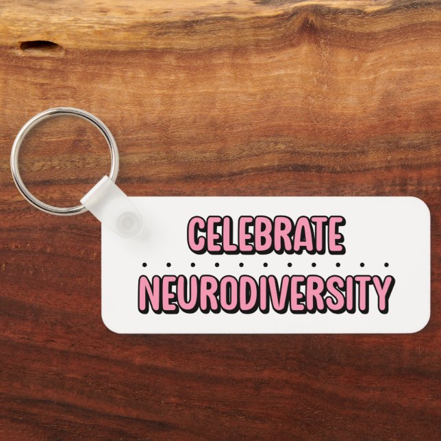 Porte-clés Célébrer la neurodiversité Typographie rose (Verso)