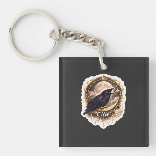Porte-clés Celestial Raven Moon Gothic Night Nature Vibes (Devant)