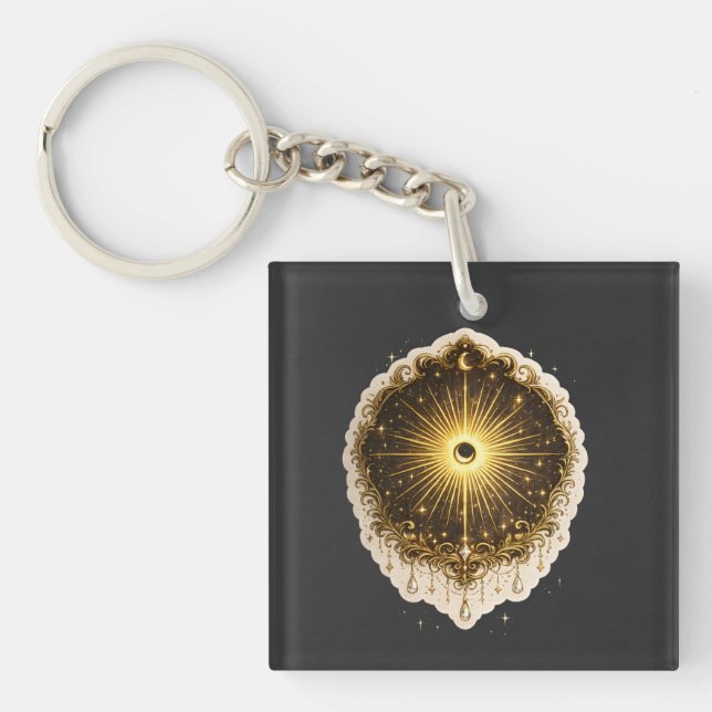 Porte-clés Celestial Sun Moon Symbol Sacred Cosmic Balance (Devant)