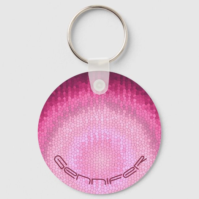 Porte-clés cercle Abstrait vitrage texture rose. (Recto)