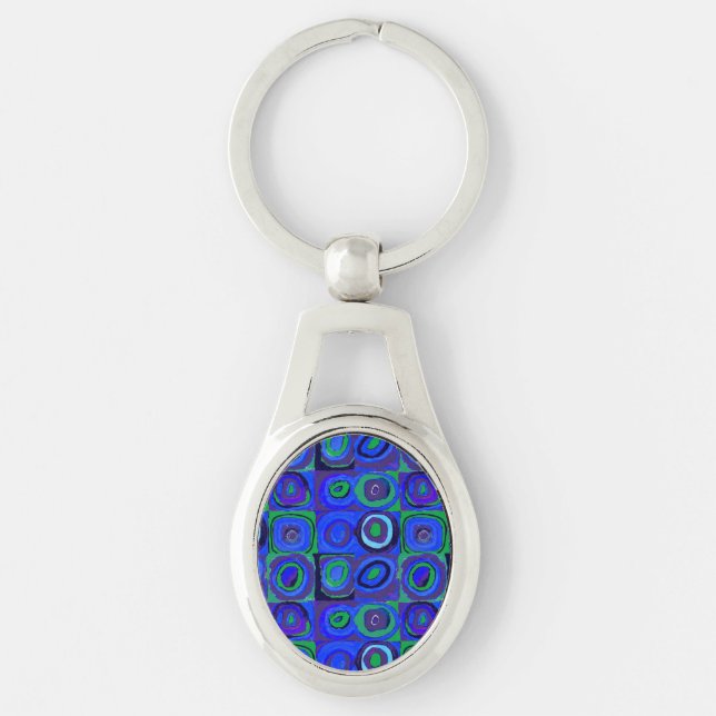 Porte-clés Cercle Carré Kandinsky Farbstudie Blue Quadrate (Devant)