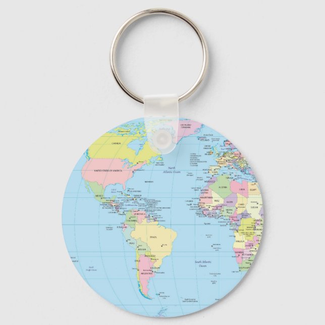 Porte-clés Cercle clé avec carte du monde (Recto)