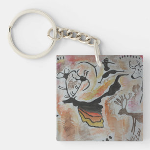 Porte-clés Cercle de clé acrylique Abstraite de l'art rupestr