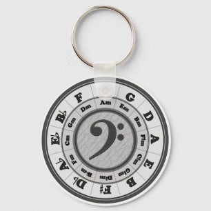 Porte-clés Cercle de clef basse des cinquièmes