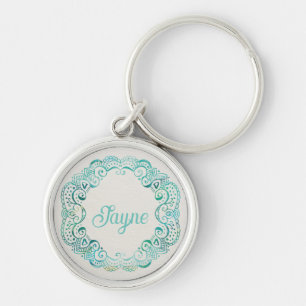 Porte-clés Cercle Filigree de tatouage Aqua personnalisé