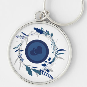 Porte-clés Cercle intérieur Bleu Twin Coeur forme Motif Desig