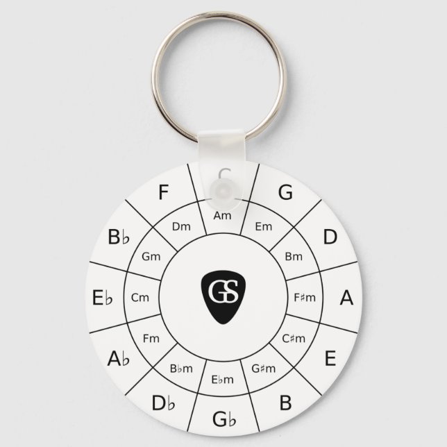 Porte-clés Cercle Of Fifths - Black Music Theory Graphic Keyc (Recto)