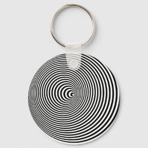Porte-clés Cercle optique blanc optique de l'illusion 3D 3 D