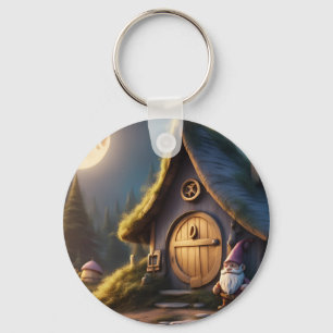 Porte-clés Cercle porte - clé avec design cabine gnome mignon
