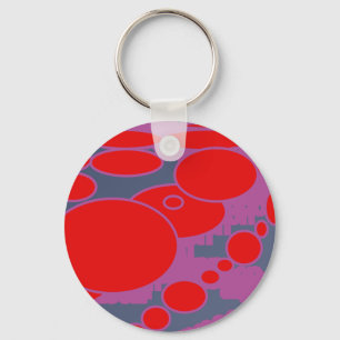 Porte-clés cercle rouge et art abstrait violet bleu foncé