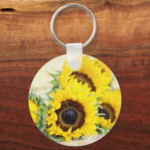 Porte-clés cercle tournesols jaunes