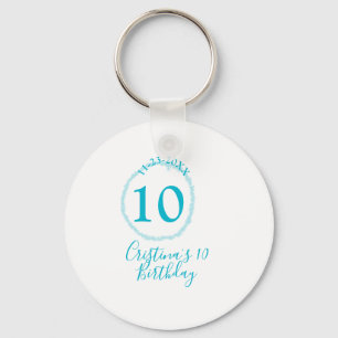 Porte-clés Cercle turquoise. Parties scintillant ronde 10e an