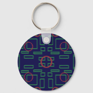 Porte-clés Cercles sur bleu vert géométrique