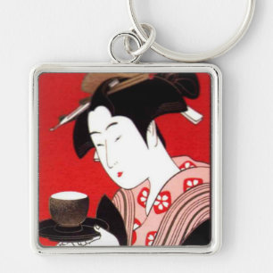 Porte-clés Cérémonie japonaise du thé de dame Art Imprimer