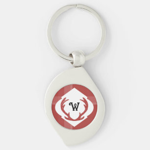 Porte-clés Cerf Antlers Rustique Monogramme minimal Bourgogne