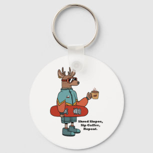 Porte-clés Cerf cool Avec Snowboard