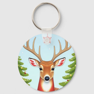 Porte-clés Cerf en hiver Wonderland
