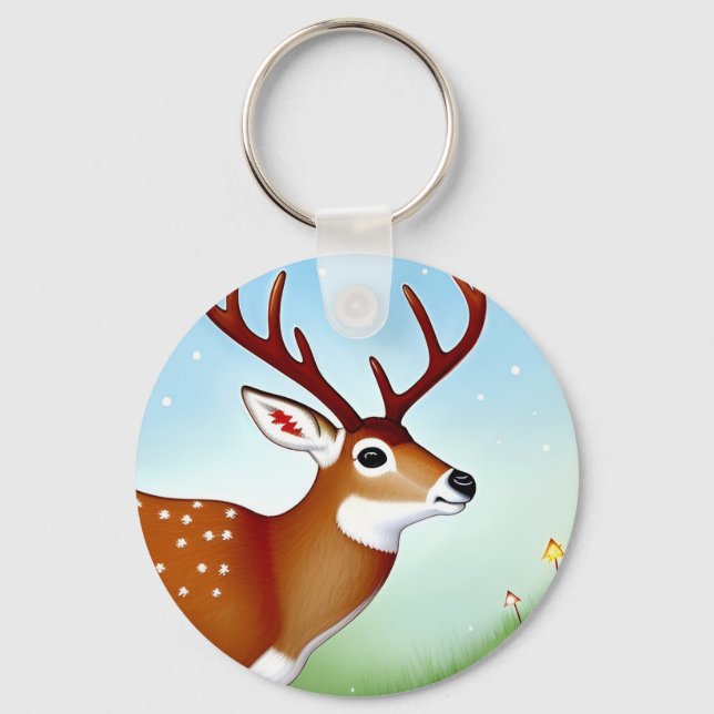 Porte-clés Cerf en hiver Wonderland (Recto)