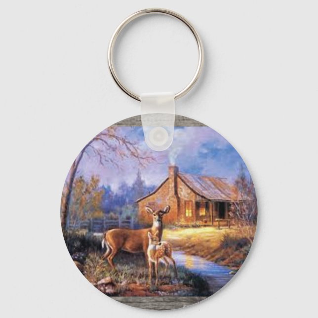 Porte-clés Cerf et Cabine sur un Porte - clé (Recto)