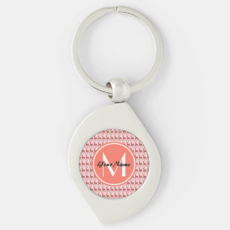 Porte-clés Cerf Saumon Rose, Monogramme Personnalisé, Personn