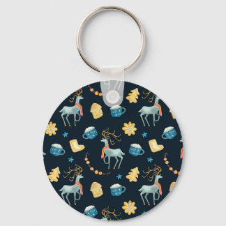 Porte-clés Cerfs de Noël : Aquarelle Motif sans ambages