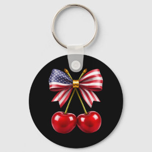 Porte-clés Cerise Coquette Bow Drapeau Américain Patriotique