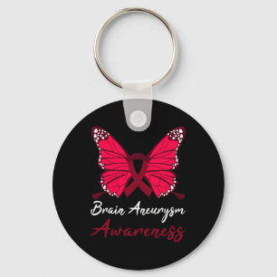 Porte-clés Cerveau Aneurie Sensibilisation Papillon Burgundy 