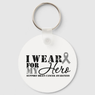 Porte-clés Cerveau Cancer Hero Gris Ribbon