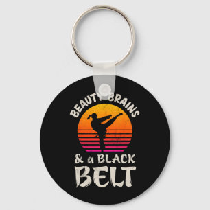 Porte-clés Cerveaux De Beauté Et Une Ceinture Noire Karaté Gi