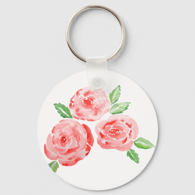 Porte-clés Ces roses d'aquarelle élégant aimant (Recto)