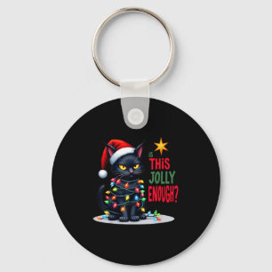 Porte-clés C'Est Drôle Que Ce Jolly Assez Noir Chat De Noël F