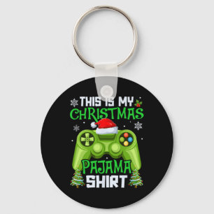Porte-clés C'est ma vidéo de jeu de Noël en pyjama pour homme