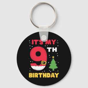 Porte-clés C'est mon 9e anniversaire Noël 9 ans Père Noël B
