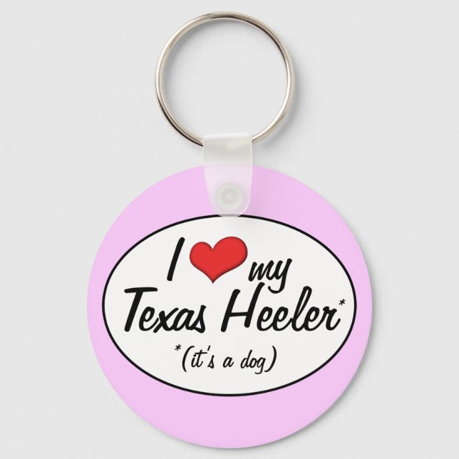 Porte-clés C'est un chien ! J'Aime Mon Texas Heeler (Recto)