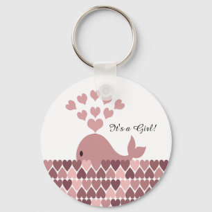 Porte-clés C'est une fille ! Belle baleine rose