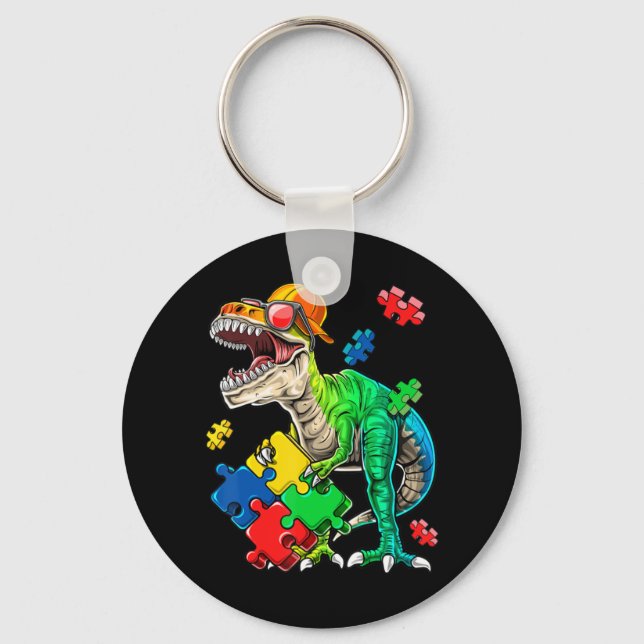 Porte-clés Cette sensibilisation sur l'autisme de dinosaures  (Recto)