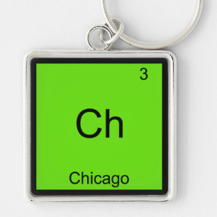 Porte-clés Ch - Chicago T-shirt drôle de symbole d'élément de