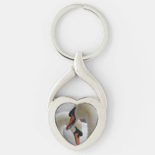 Porte-clés Chaîne-clé de coeur des cygnes blancs